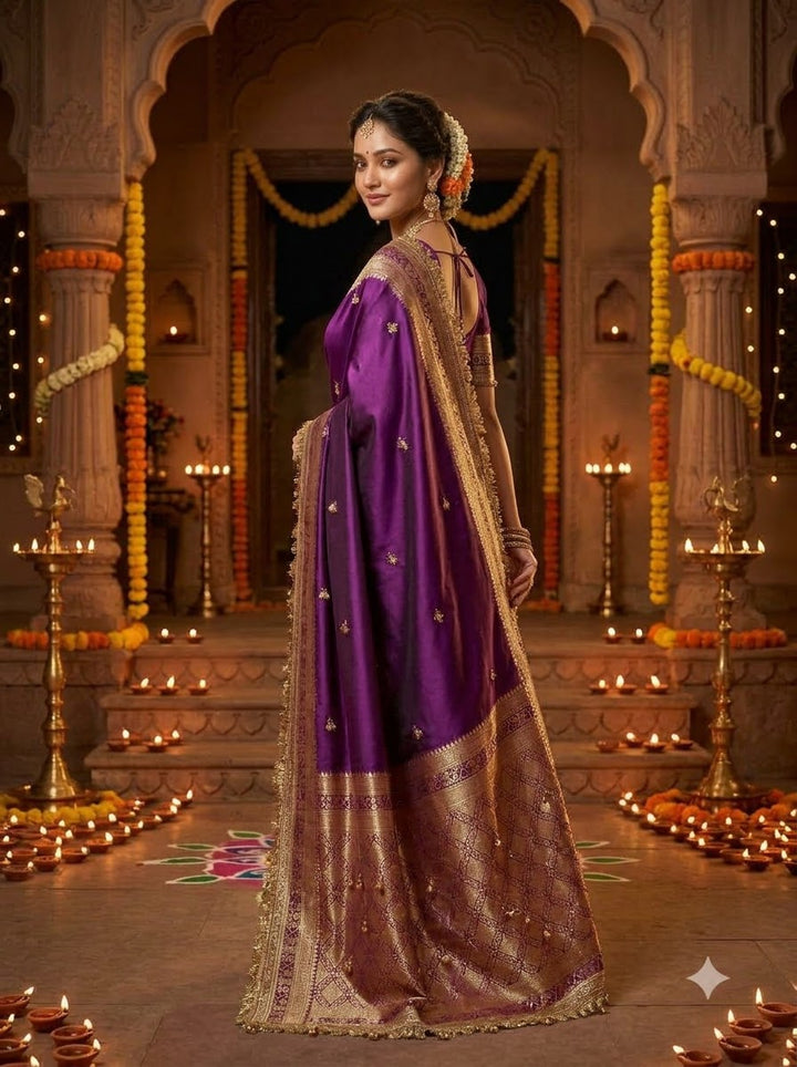 Royal Violetta Sequin Embroidered Saree