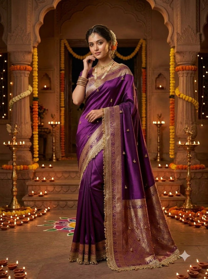 Royal Violetta Sequin Embroidered Saree