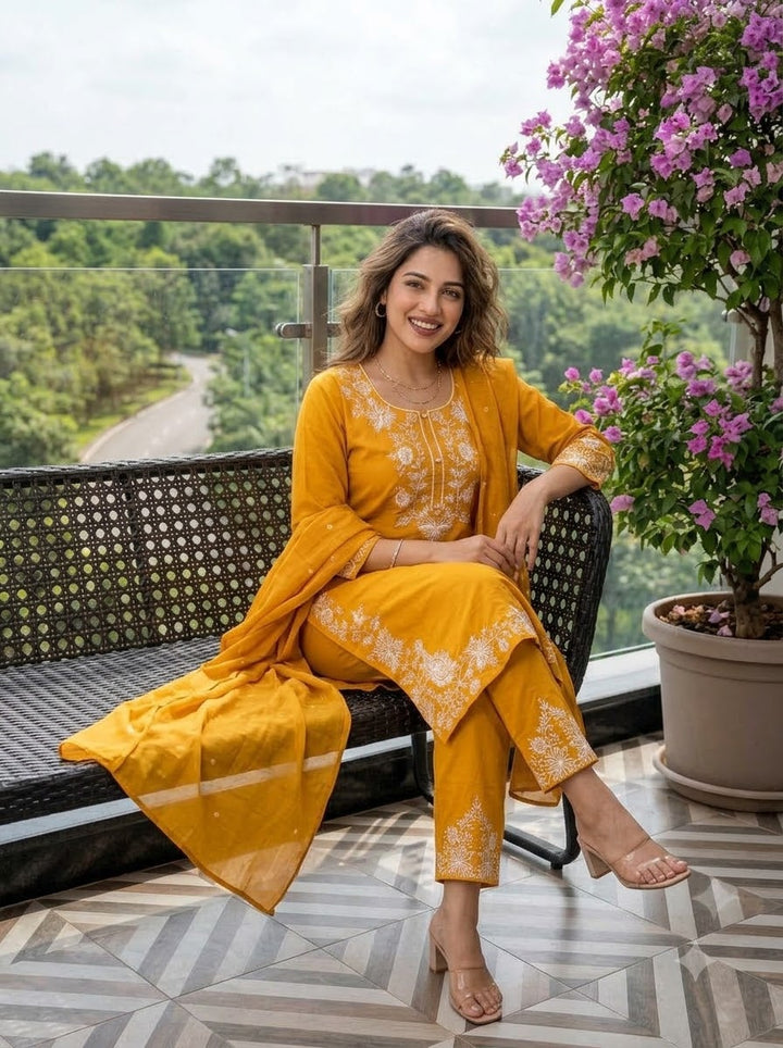 Pretty Petal Cotton Kurti Set