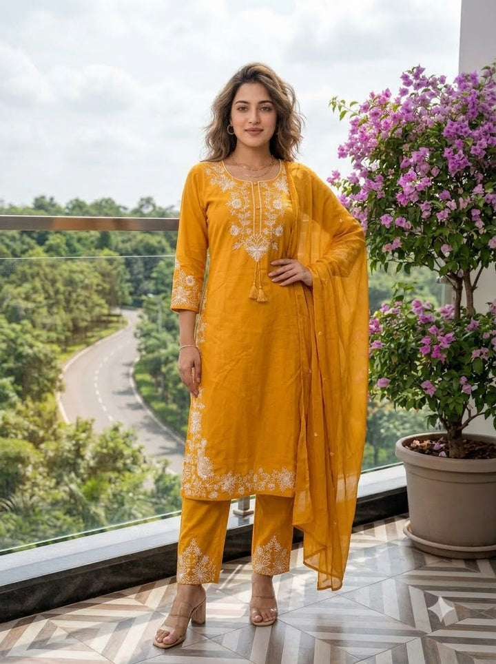 Pretty Petal Cotton Kurti Set