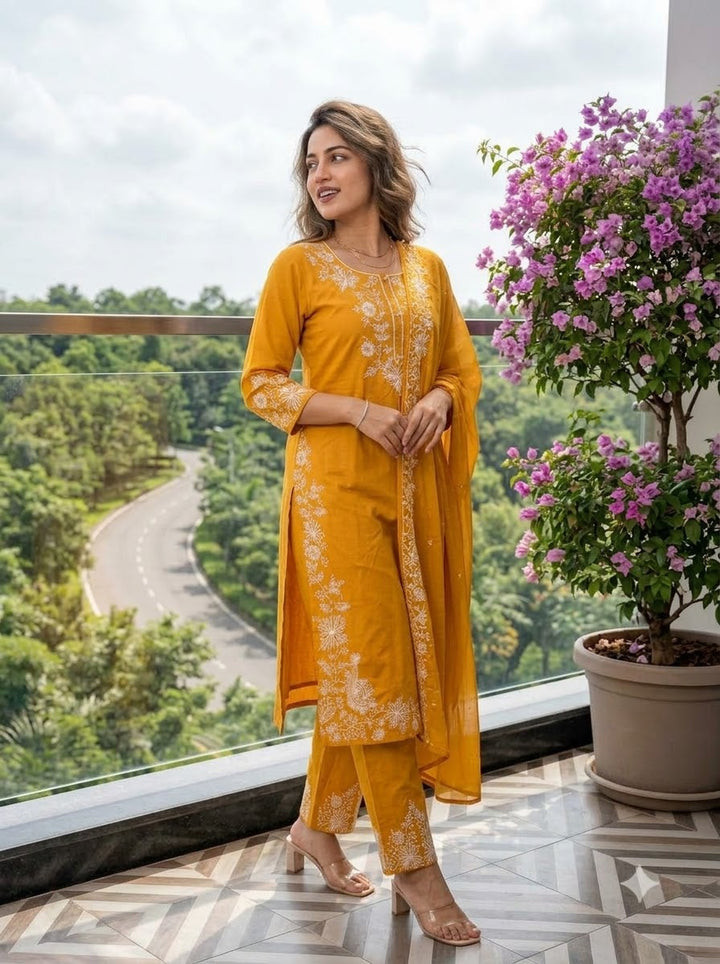 Pretty Petal Cotton Kurti Set