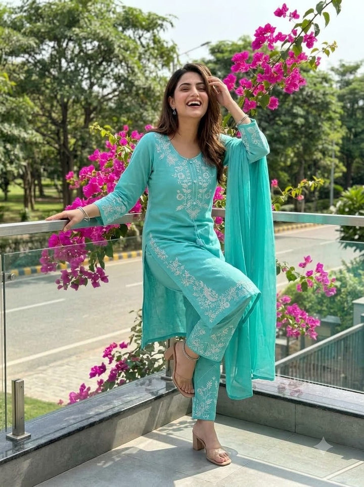 Pretty Petal Cotton Kurti Set