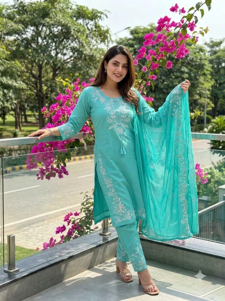 Pretty Petal Cotton Kurti Set