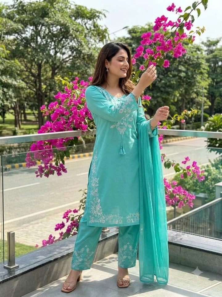 Pretty Petal Cotton Kurti Set