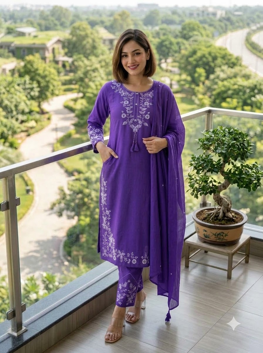 Pretty Petal Cotton Kurti Set