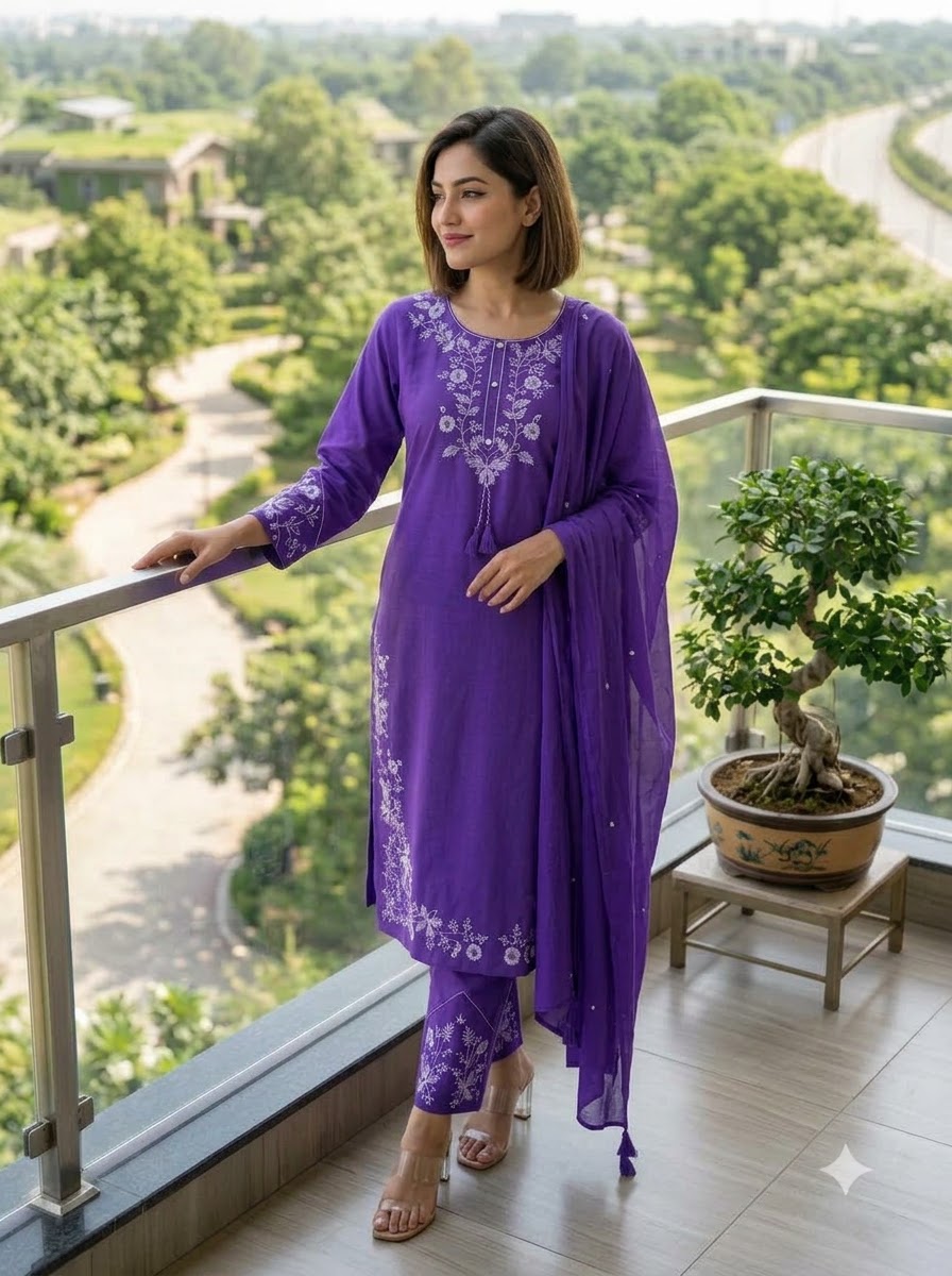 Pretty Petal Cotton Kurti Set