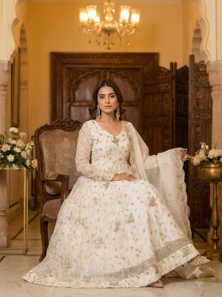 Pearl of Grace – Fendy Silk Embroidered Gown Set