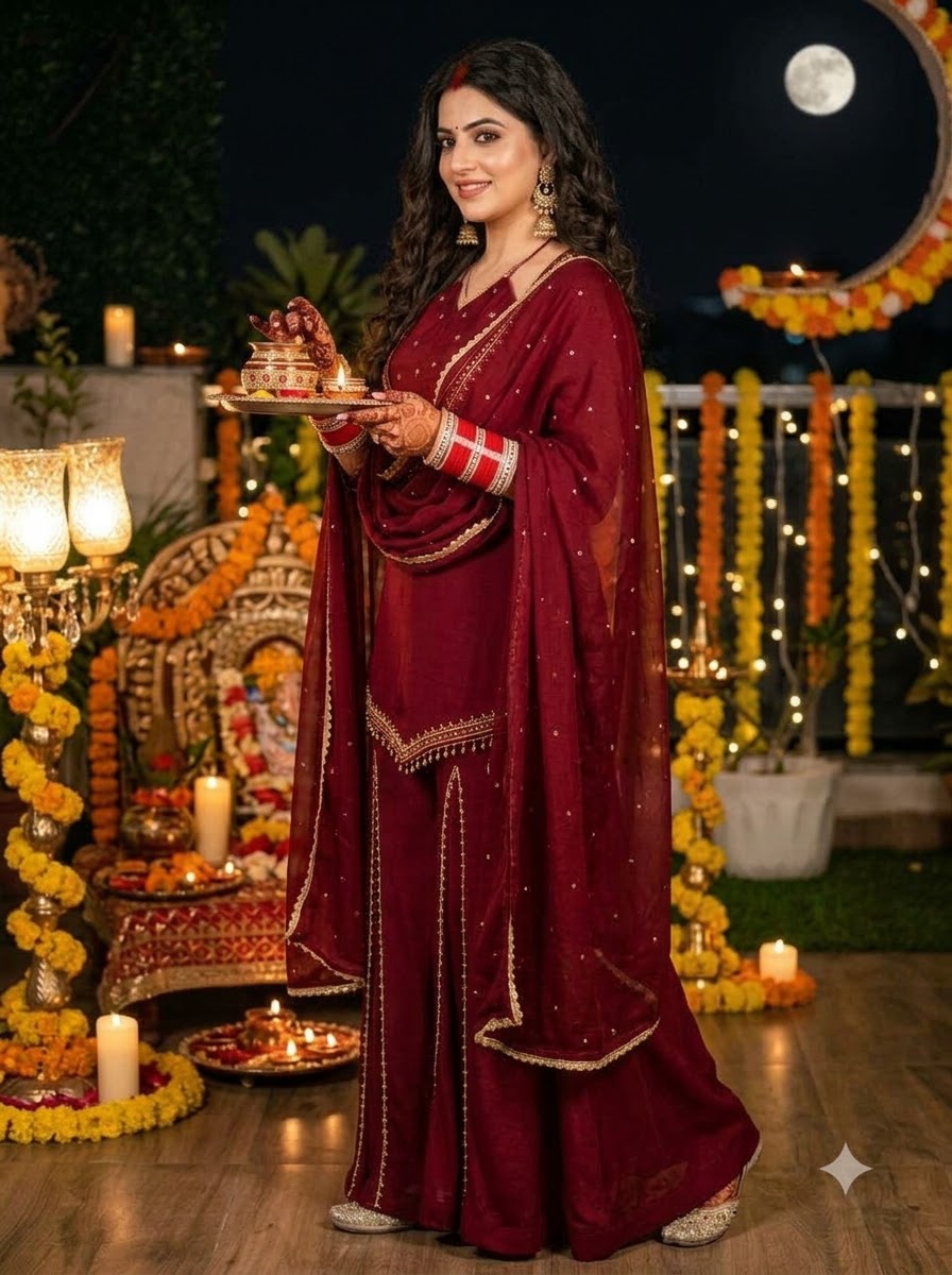 Suhagan’s Glow Mirror work Sarara set