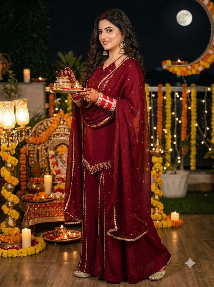 Suhagan’s Glow Mirror work Sarara set
