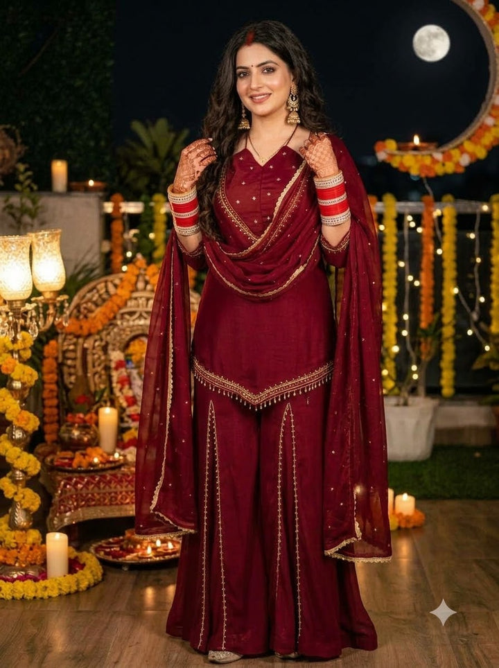 Suhagan’s Glow Mirror work Sarara set
