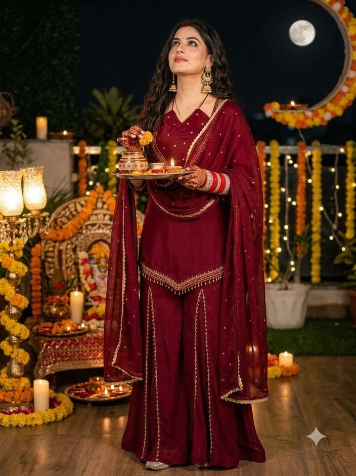 Suhagan’s Glow Mirror work Sarara set