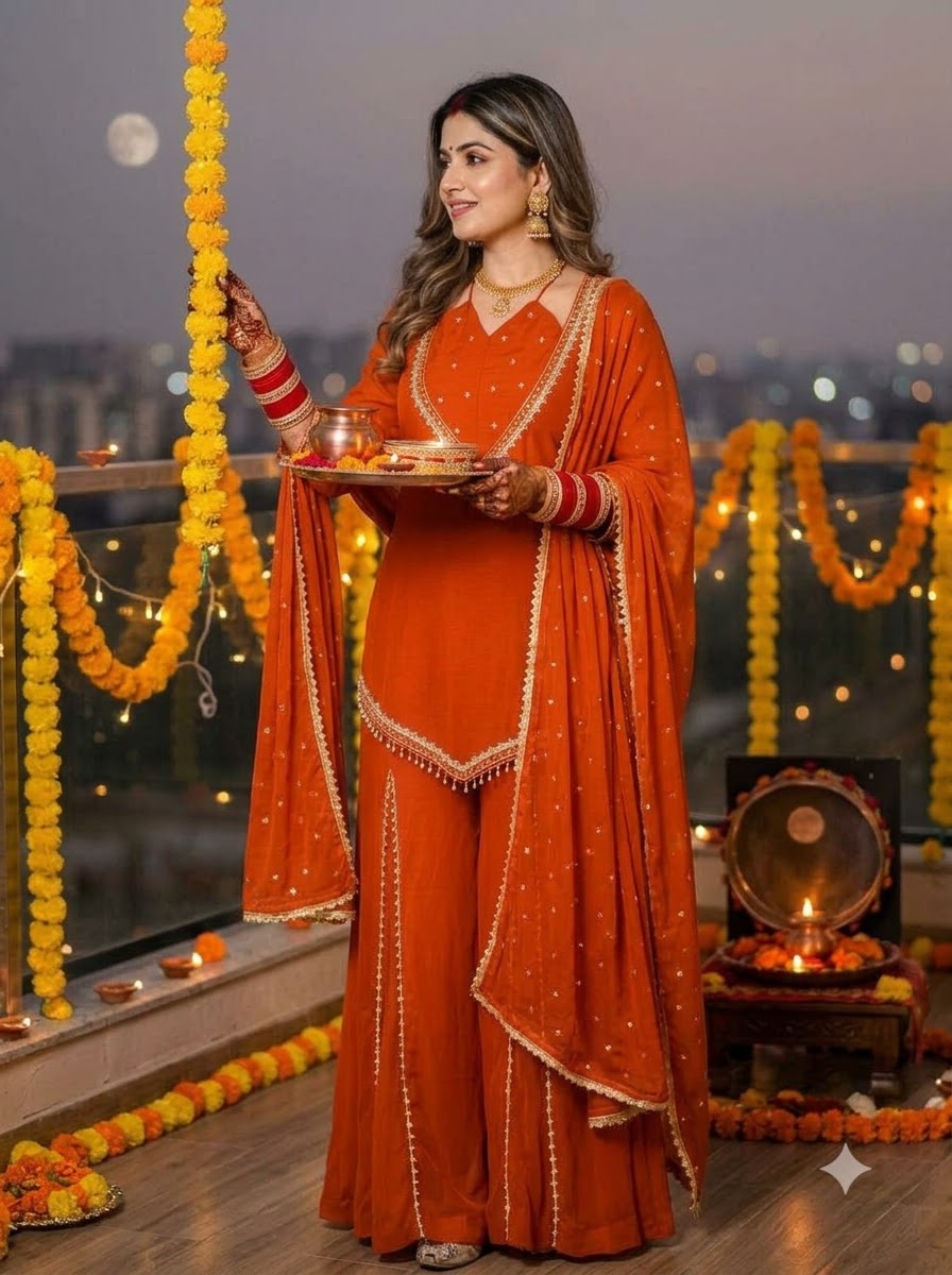 Suhagan’s Glow Mirror work Sarara set