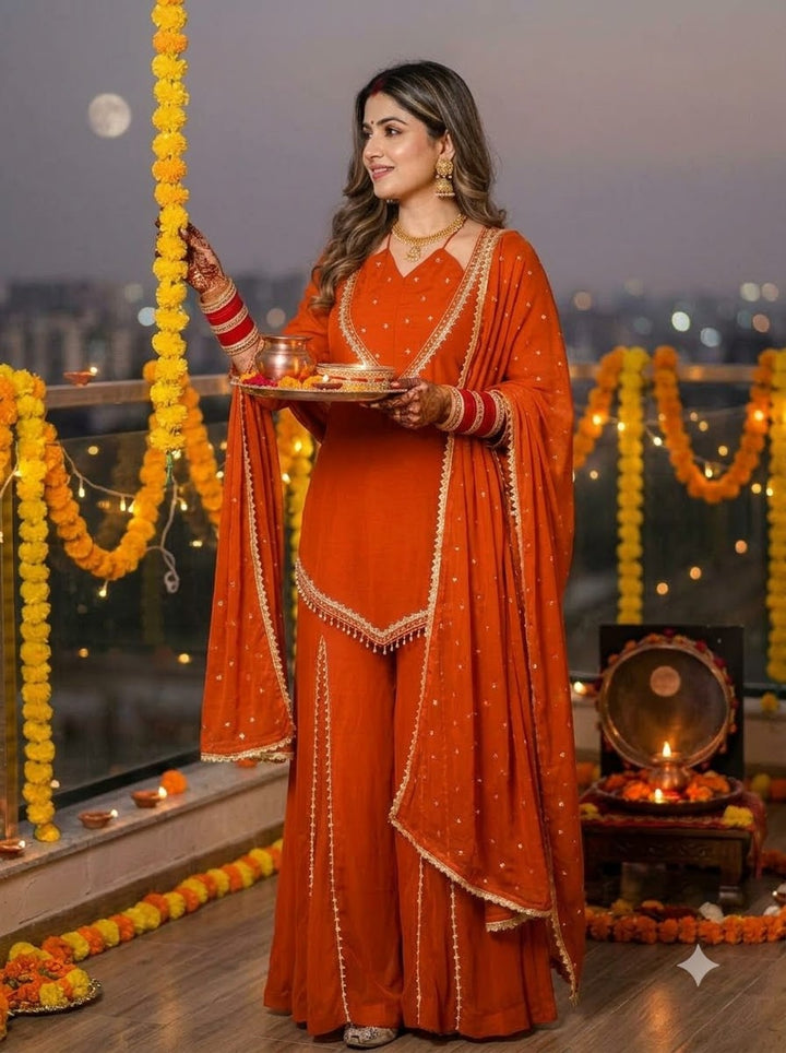 Suhagan’s Glow Mirror work Sarara set