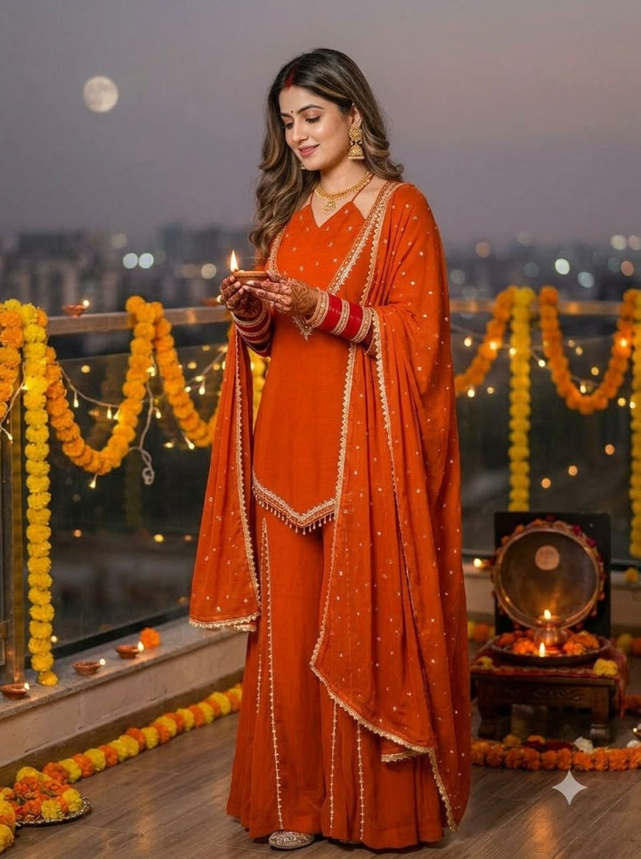 Suhagan’s Glow Mirror work Sarara set