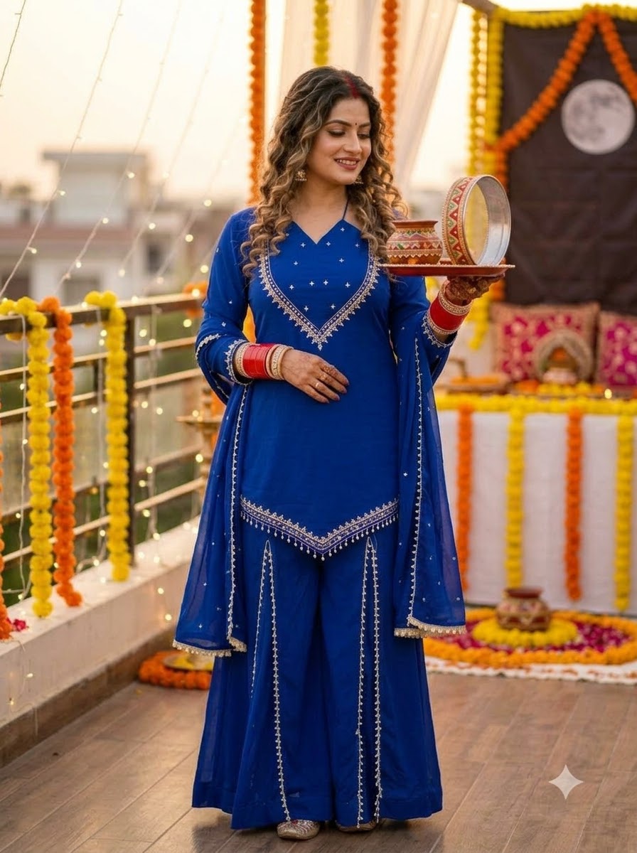 Suhagan’s Glow Mirror work Sarara set