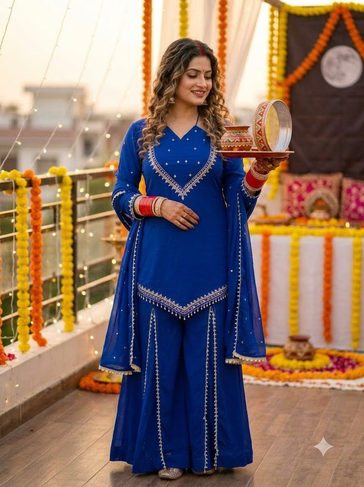 Suhagan’s Glow Mirror work Sarara set
