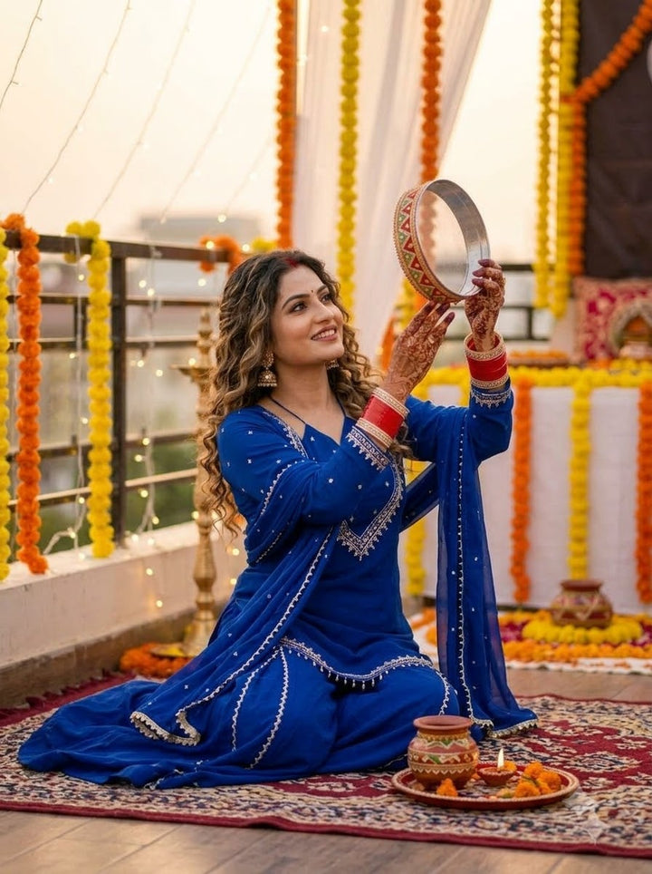 Suhagan’s Glow Mirror work Sarara set