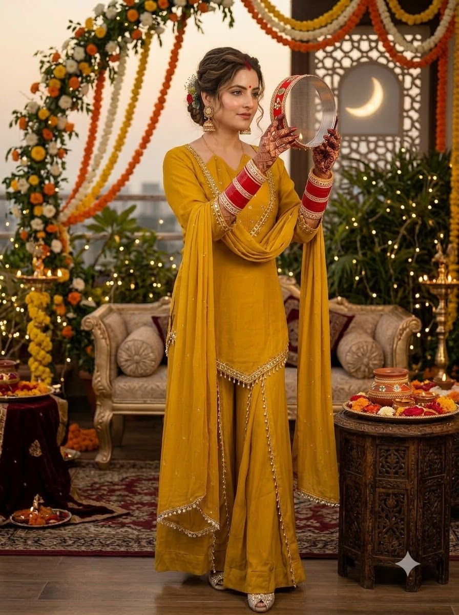 Suhagan’s Glow Mirror work Sarara set