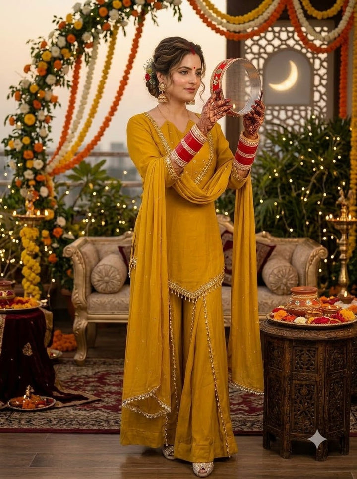 Suhagan’s Glow Mirror work Sarara set