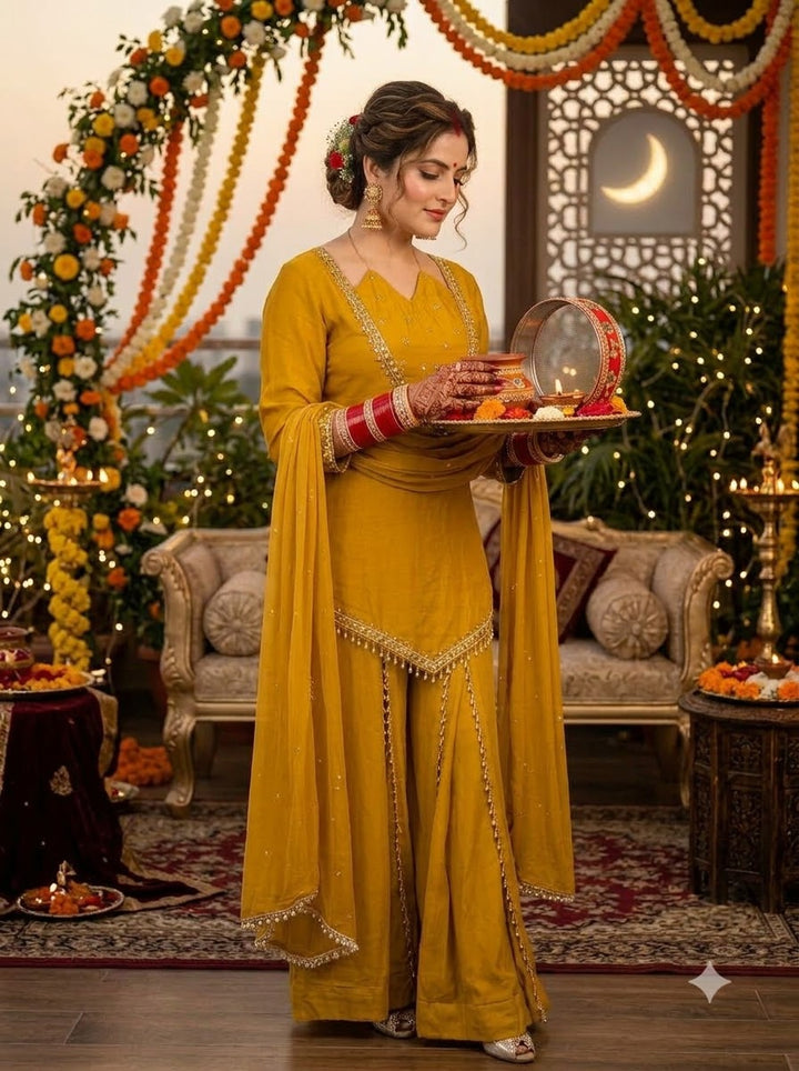 Suhagan’s Glow Mirror work Sarara set