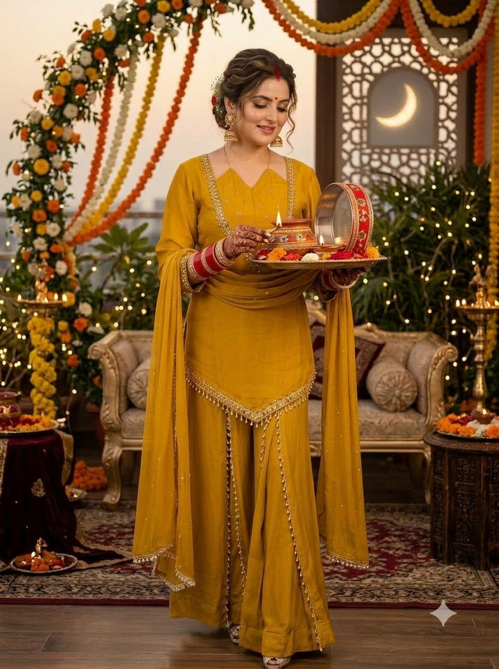 Suhagan’s Glow Mirror work Sarara set