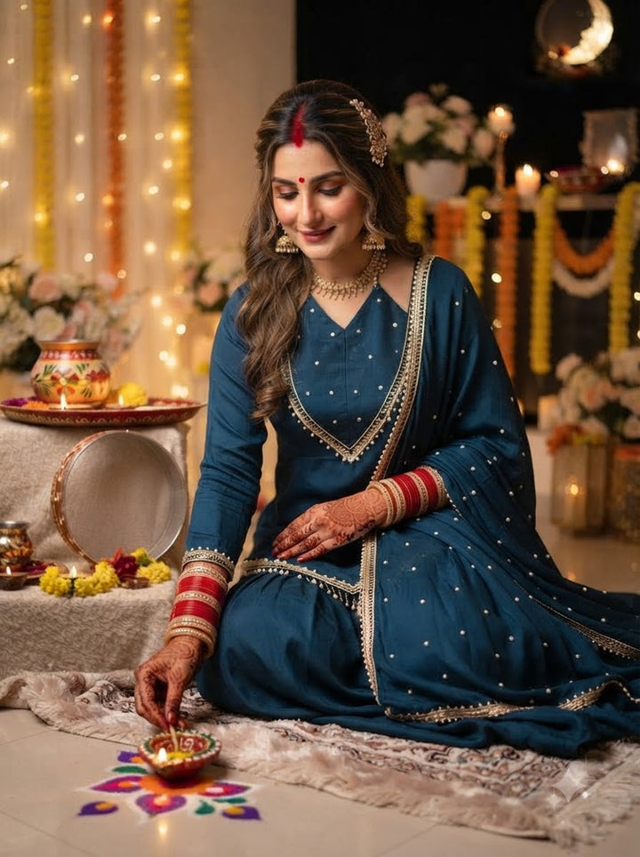 Suhagan’s Glow Mirror work Sarara set