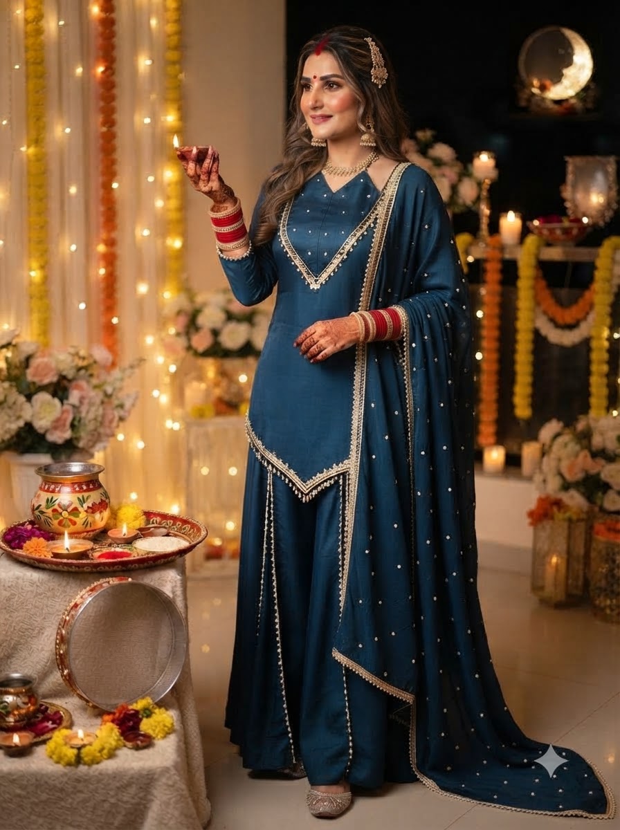 Suhagan’s Glow Mirror work Sarara set