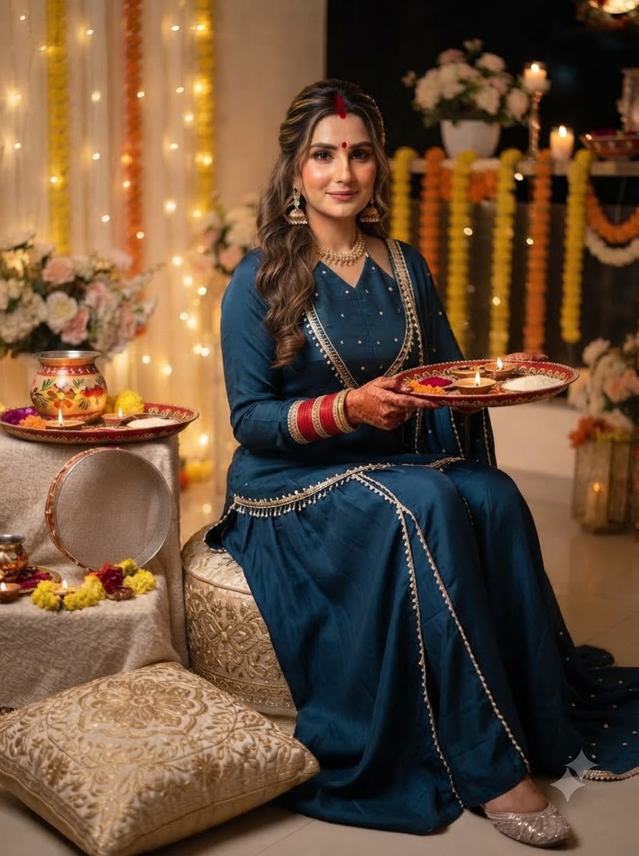 Suhagan’s Glow Mirror work Sarara set