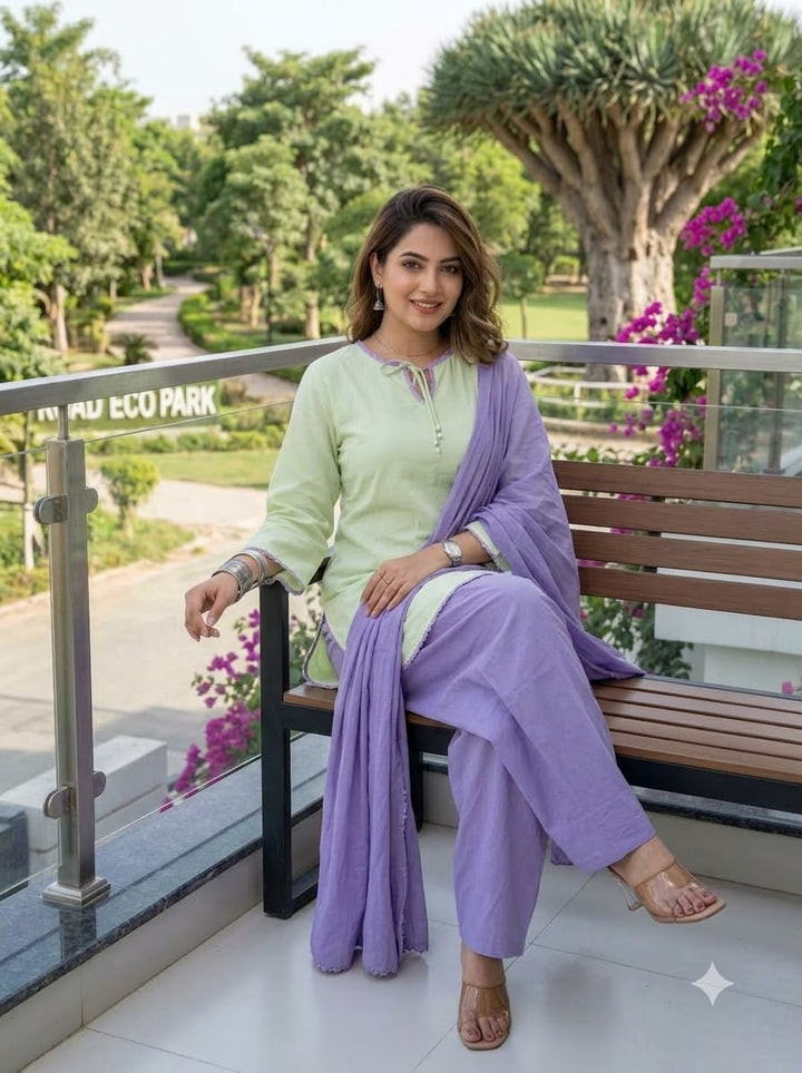 Regal Plum Cotton Kurti Set