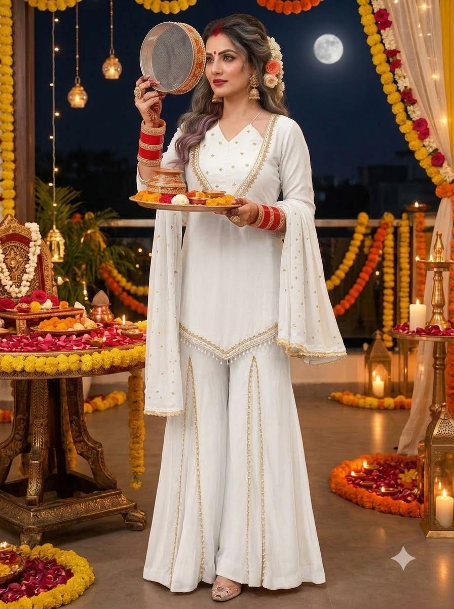 Suhagan’s Glow Mirror work Sarara set