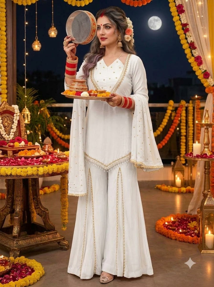 Suhagan’s Glow Mirror work Sarara set