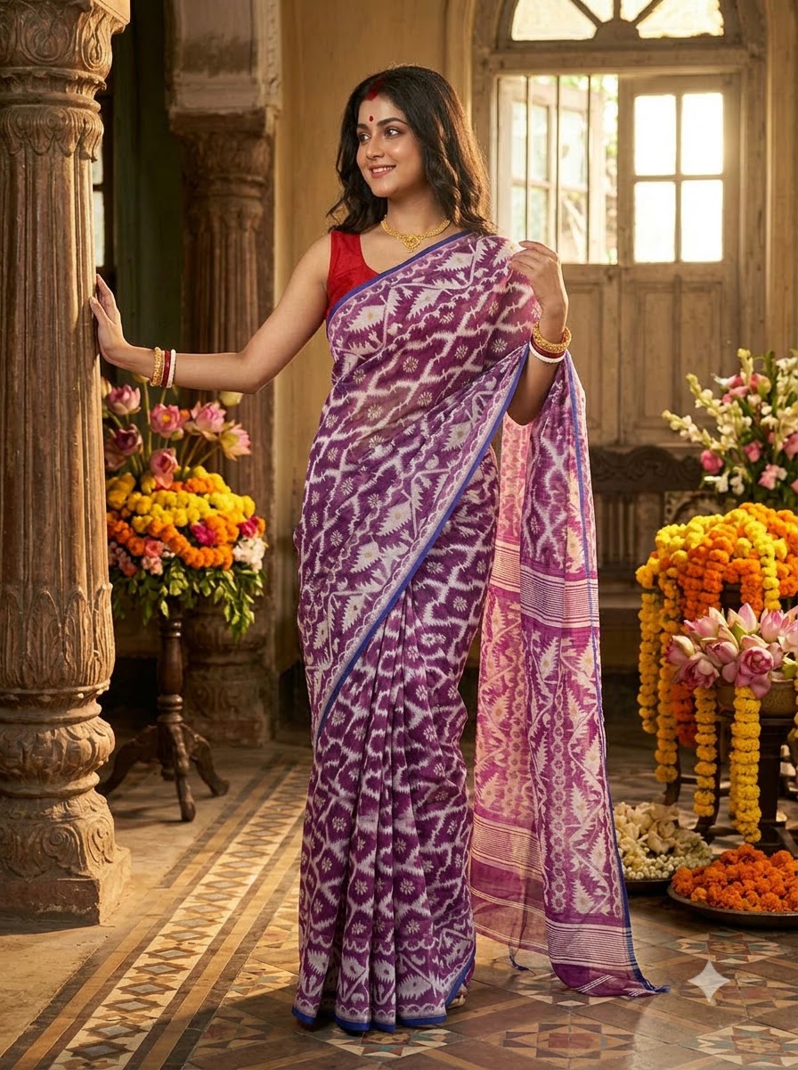 Neel Komol ( নীল কমল )Bengal Jamdani Saree
