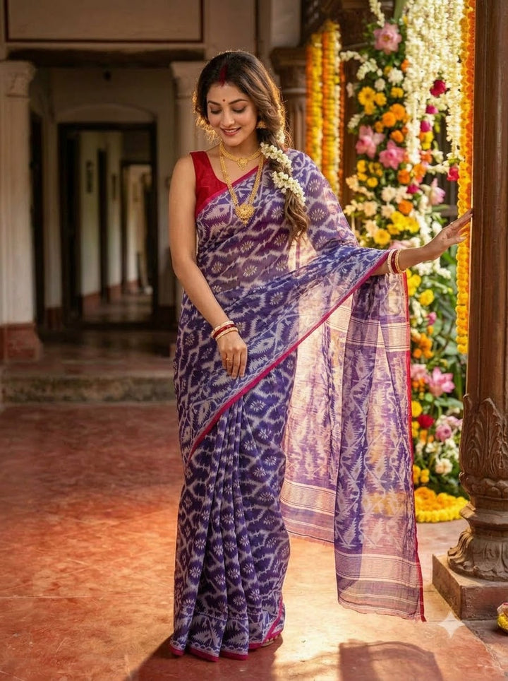 Neel Komol ( নীল কমল )Bengal Jamdani Saree