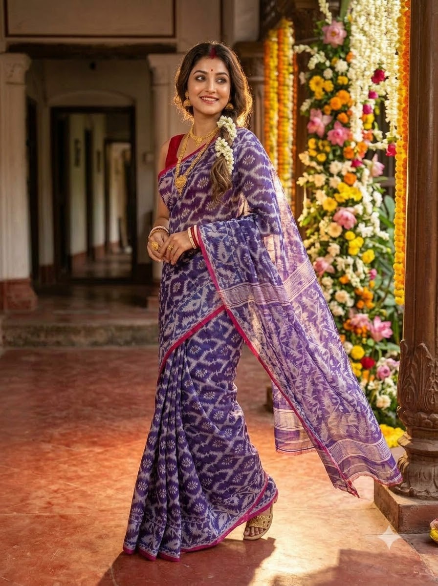 Neel Komol ( নীল কমল )Bengal Jamdani Saree