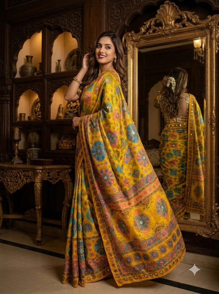Pretty Obsession Modal Silk Saree With Mirror Work