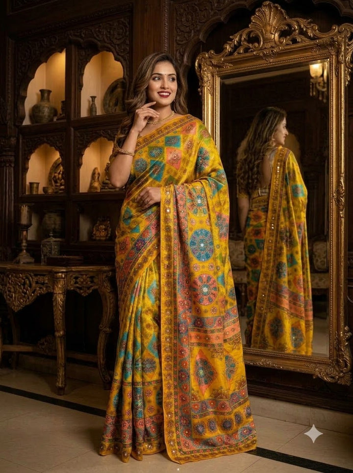 Pretty Obsession Modal Silk Saree With Mirror Work
