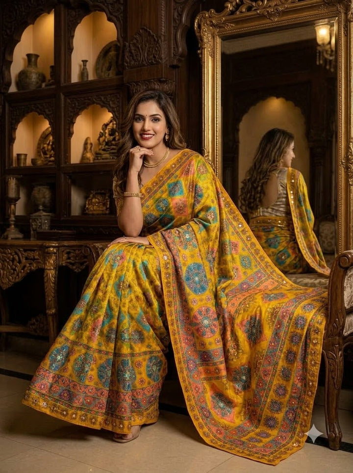 Pretty Obsession Modal Silk Saree With Mirror Work