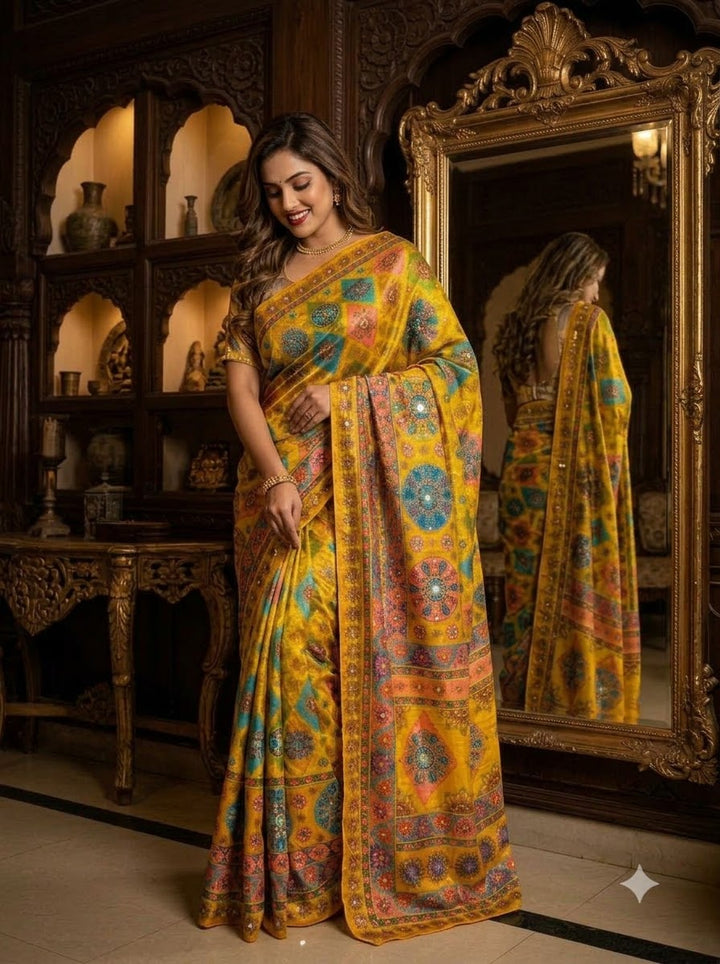Pretty Obsession Modal Silk Saree With Mirror Work