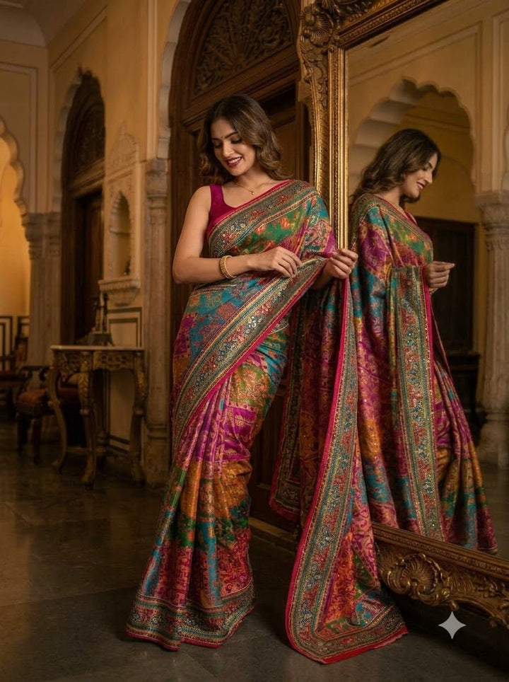Pretty Obsession Modal Silk Saree With Mirror Work