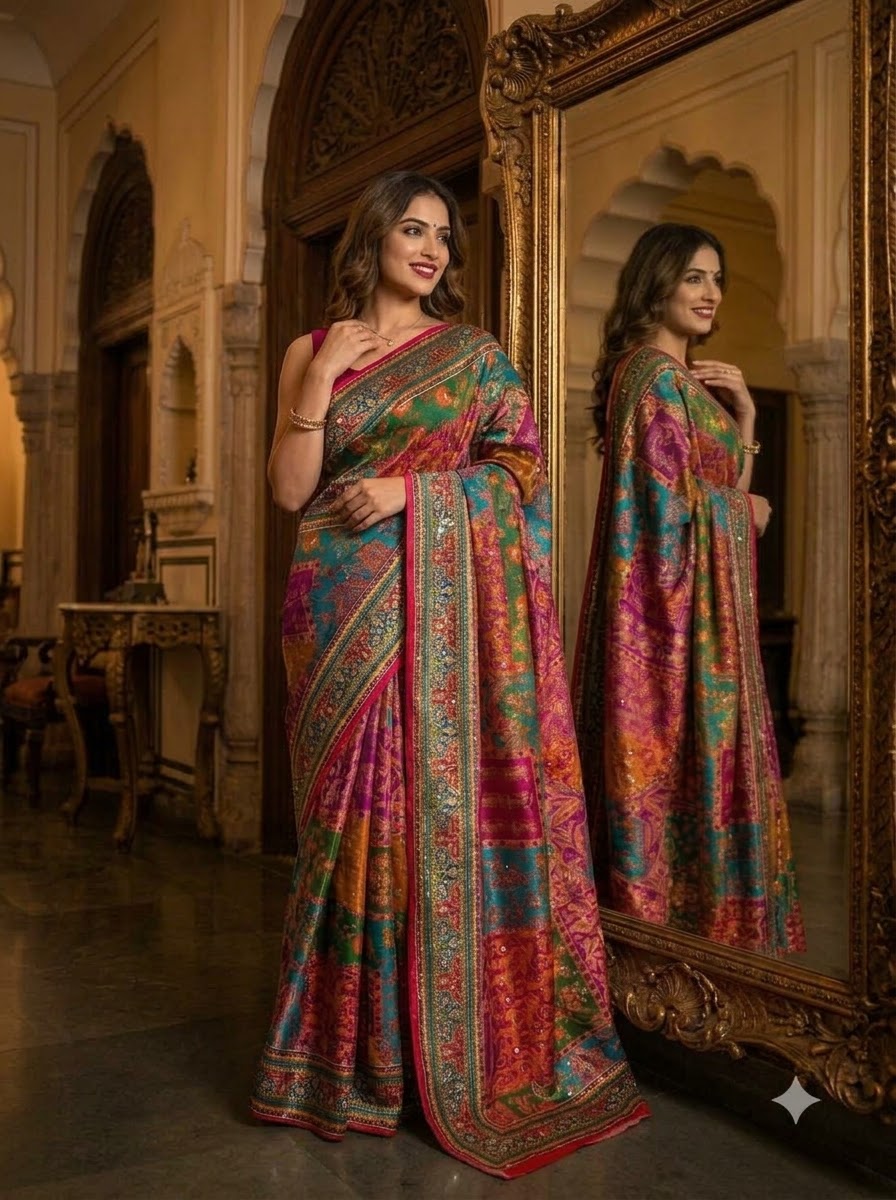 Pretty Obsession Modal Silk Saree With Mirror Work