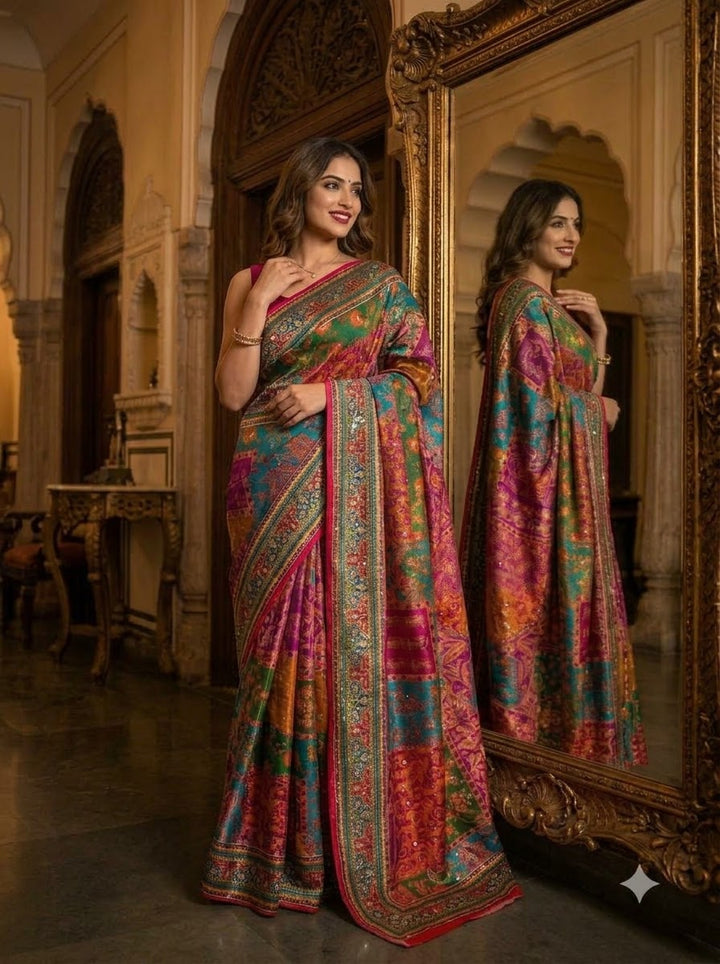 Pretty Obsession Modal Silk Saree With Mirror Work