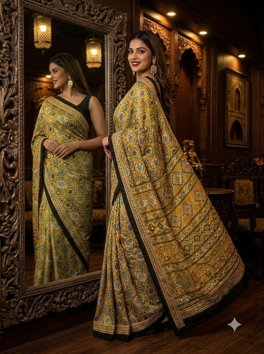 Pretty Obsession Modal Silk Saree With Mirror Work