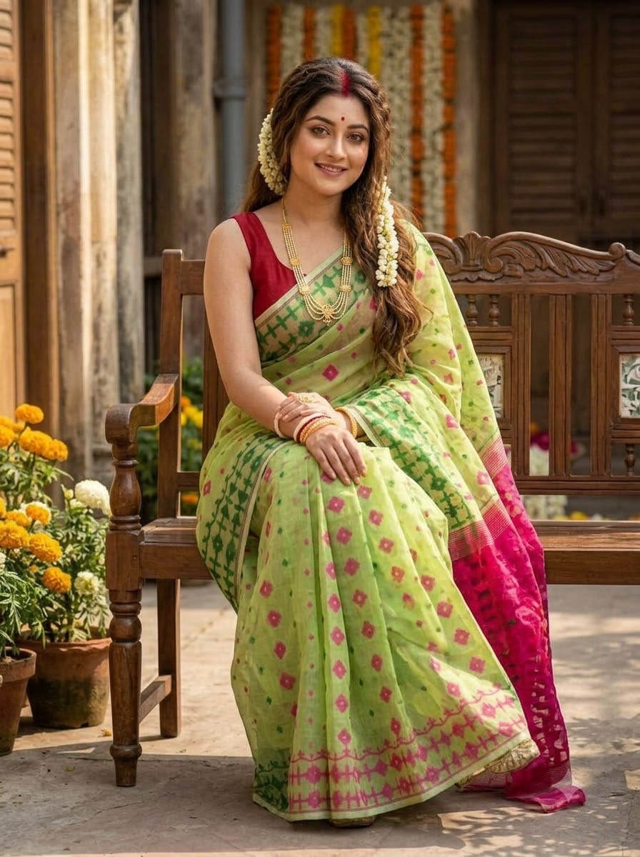 Arunima Ganga Jamuna Dhakai Jamdani Saree