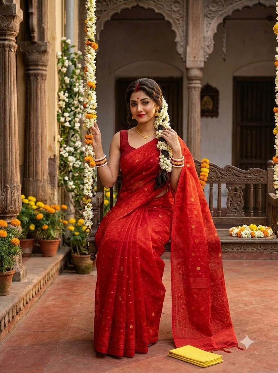 SurTara Dhakai Jamdani Saree
