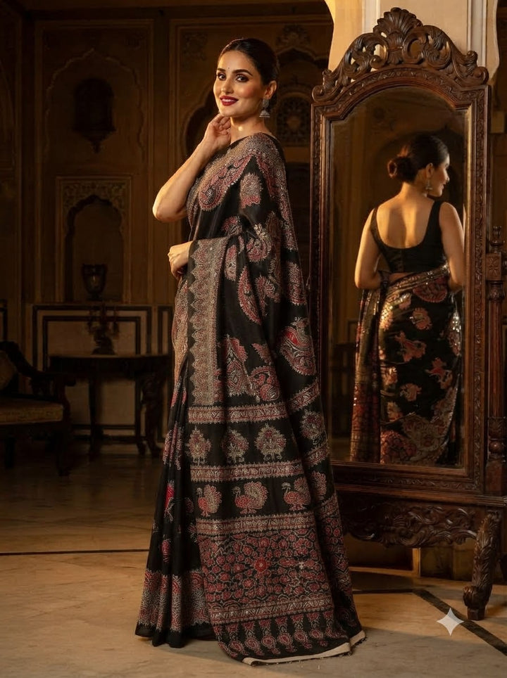 Pretty Obsession Modal Silk Saree With Mirror Work