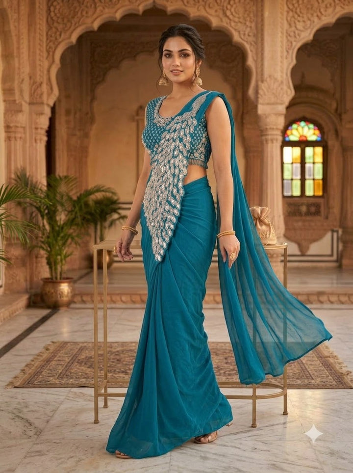 Luxe Afterdark Designer Heavy Georgette Ready-to-Wear Saree