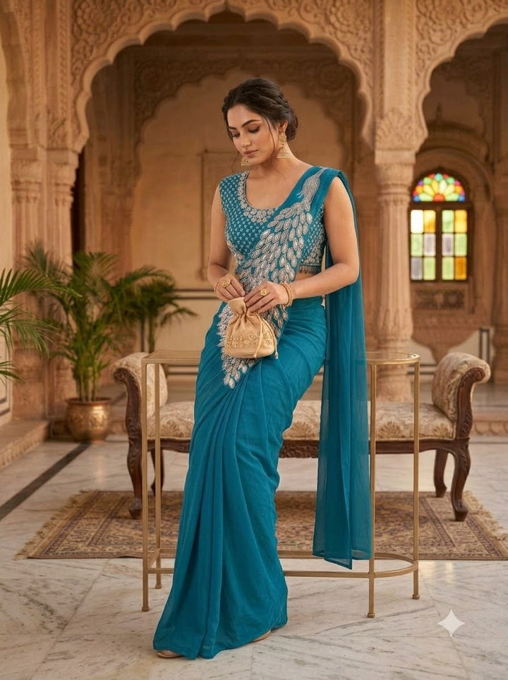 Luxe Afterdark Designer Heavy Georgette Ready-to-Wear Saree