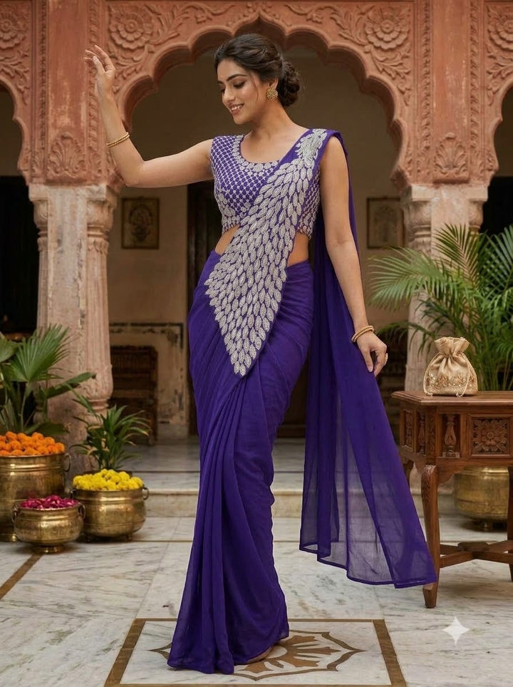 Luxe Afterdark Designer Heavy Georgette Ready-to-Wear Saree