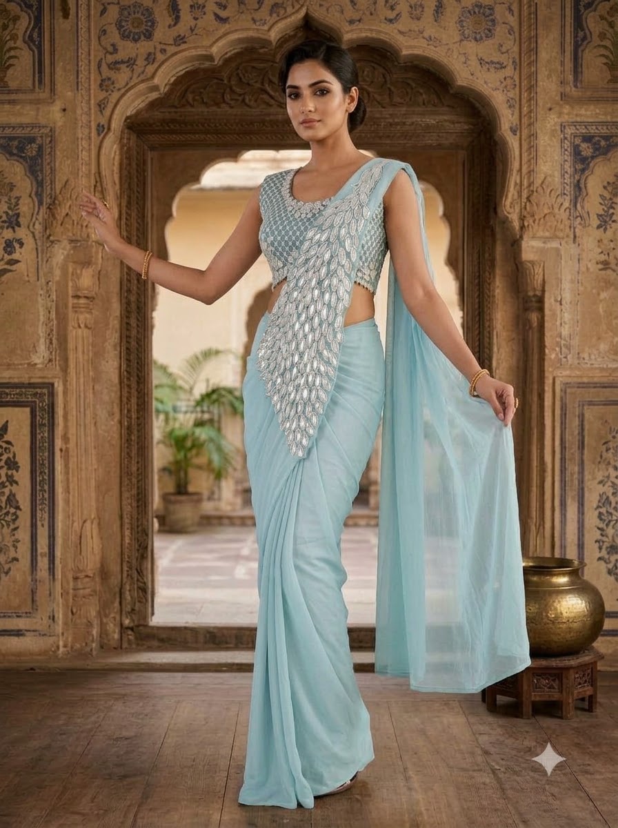 Luxe Afterdark Designer Heavy Georgette Ready-to-Wear Saree