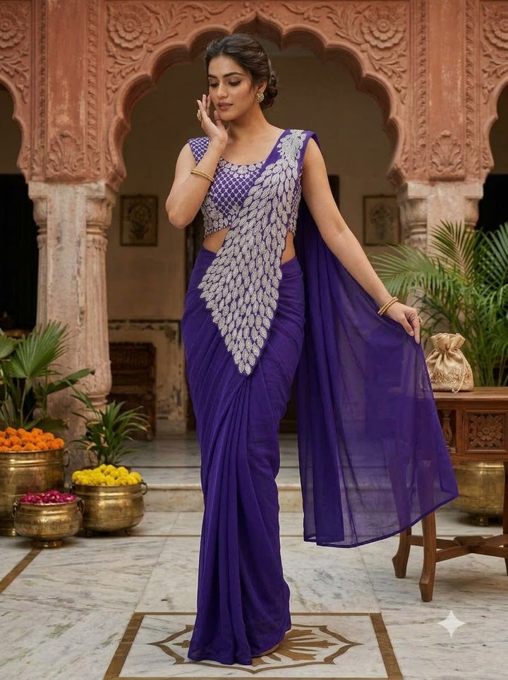 Luxe Afterdark Designer Heavy Georgette Ready-to-Wear Saree